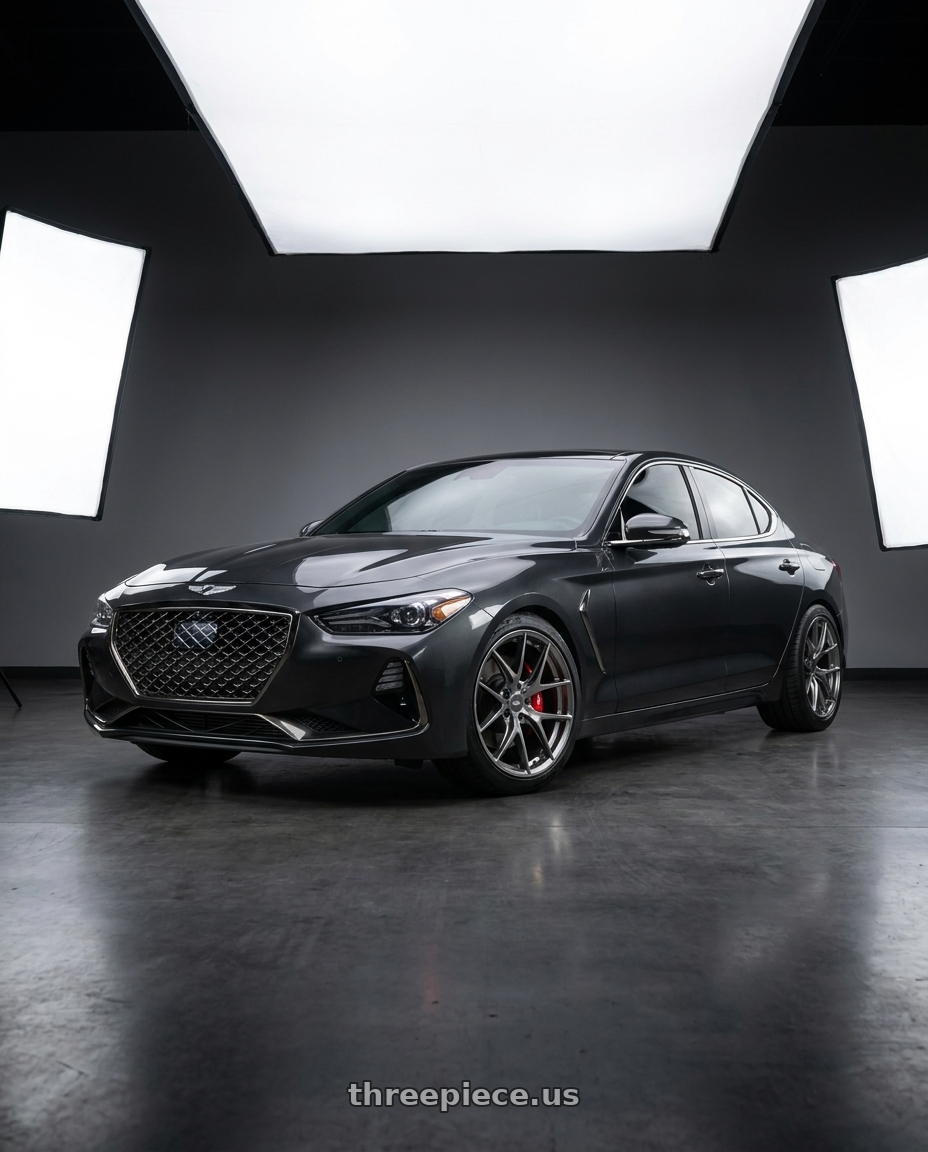 2019 Genesis g70 with ESR Wheels FORGETECH SERIES RF2 5x108 19x10.5 +22 Hyper Black wheels