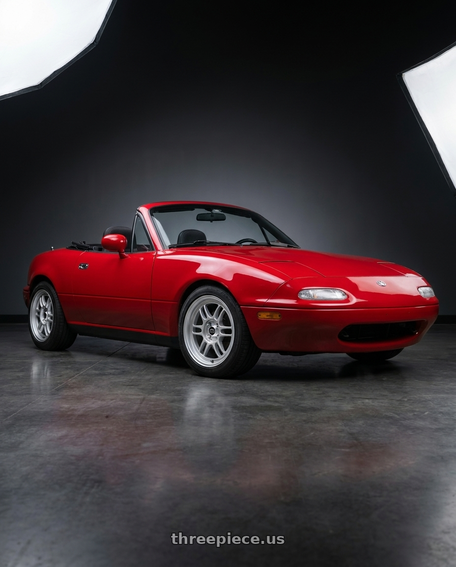 1992 mazda miata with MST Wheels Suzuka 4X100 15x7.0 +33 Glossy Silver wheels