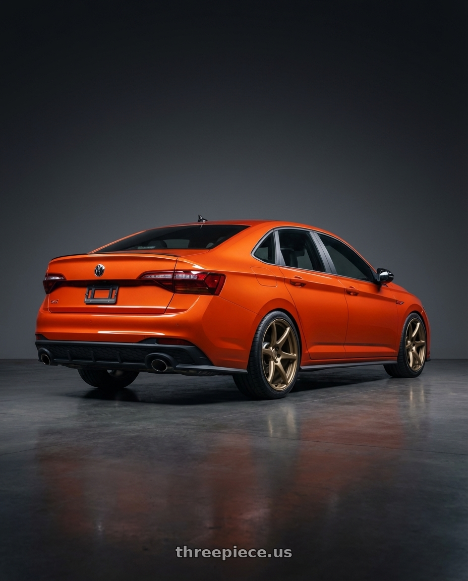 2023 Volkswagen Jetta GLI MK7 with Kansei K11B Tandem 5X112 18x8.5 35 Bronze wheels rear three quarter view square tires