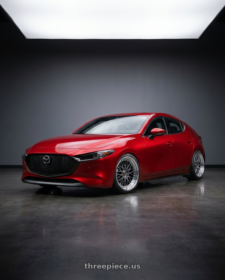 2025 Mazda 3 with Work Vs-Xv 5x100 18x9+53 A Disk Brilliant Silver Black wheels