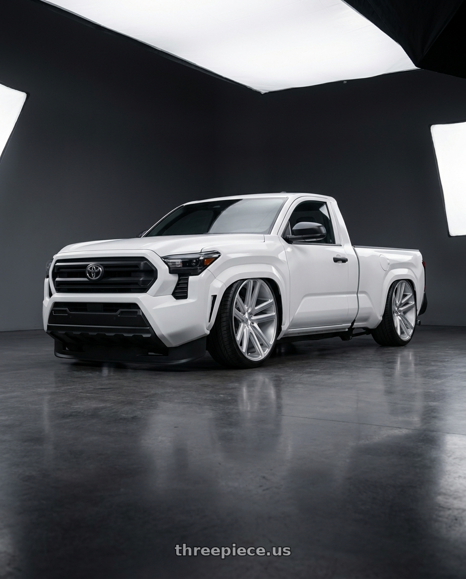 2025 toyota tacoma 4th gen sr 2 door with DUB 1PC S257 FLEX 6X135 24X10 +30 GLOSS SILVER BRUSHED FACE wheels