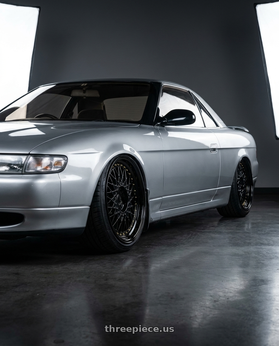 1990 eunos cosmo with Aodhan AH05 5x114.3 18x9.5+35 Gloss Black W /Gold Rivets wheels