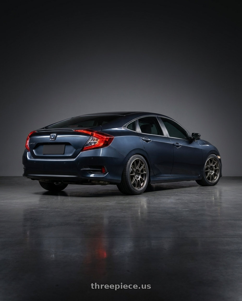 2019 honda civic fc1 with WedsSport TC105X 5x114.3 17x8.5+32 EJ Titan Face: F wheels rear three quarter view square tires