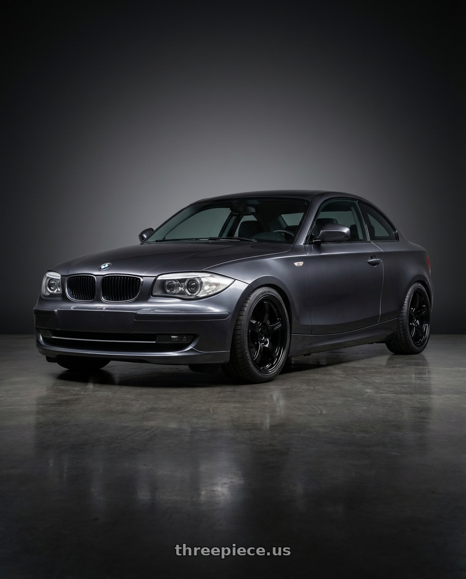 2012 BMW 1 Series E82 with Gram Lights 57CR 5x120 18x9.5+38 Glossy Black wheels