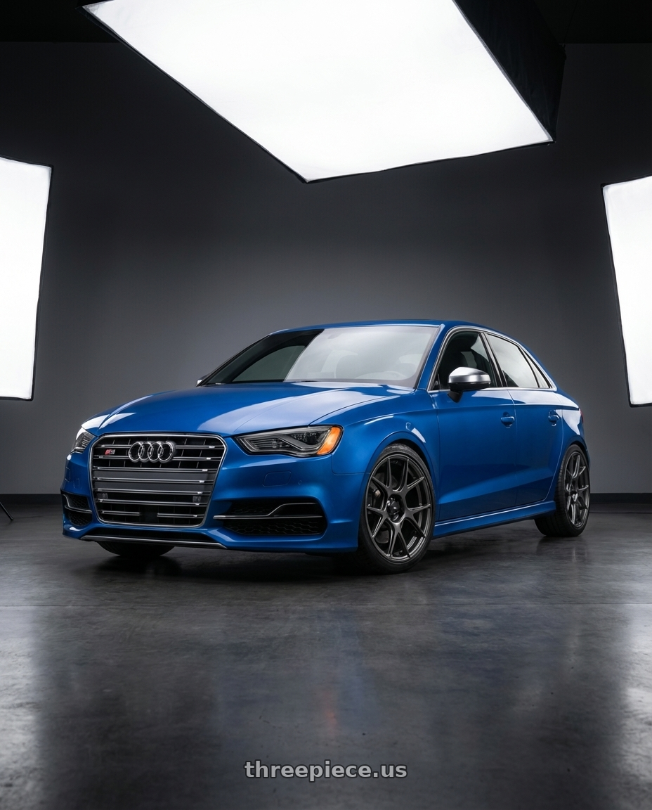 2019 Audi S3 8V with Konig Ampliform 5x112 18x8.5+43 Dark Metallic Graphite wheels