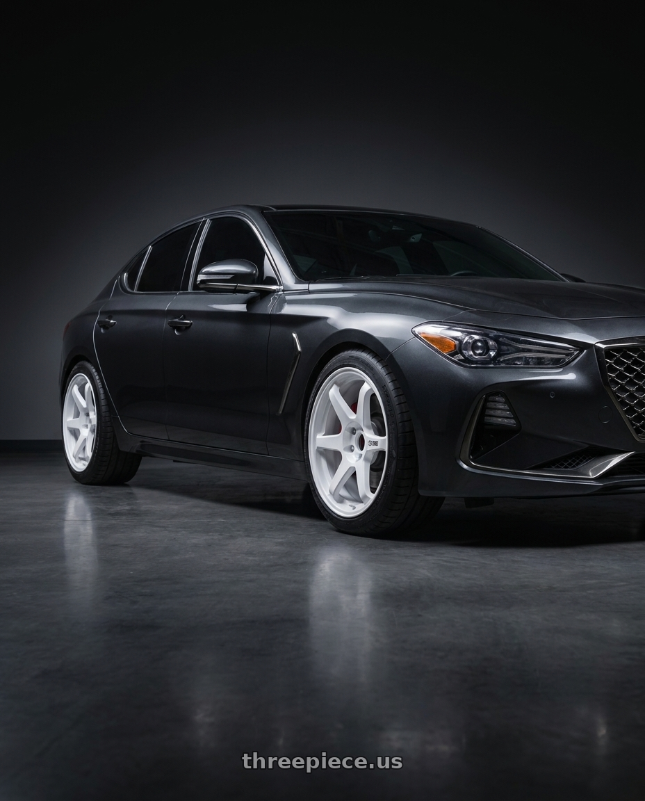 2019 Genesis G70 with Enkei T6R 5x114.3 18x9.5+38 Vanquish White wheels