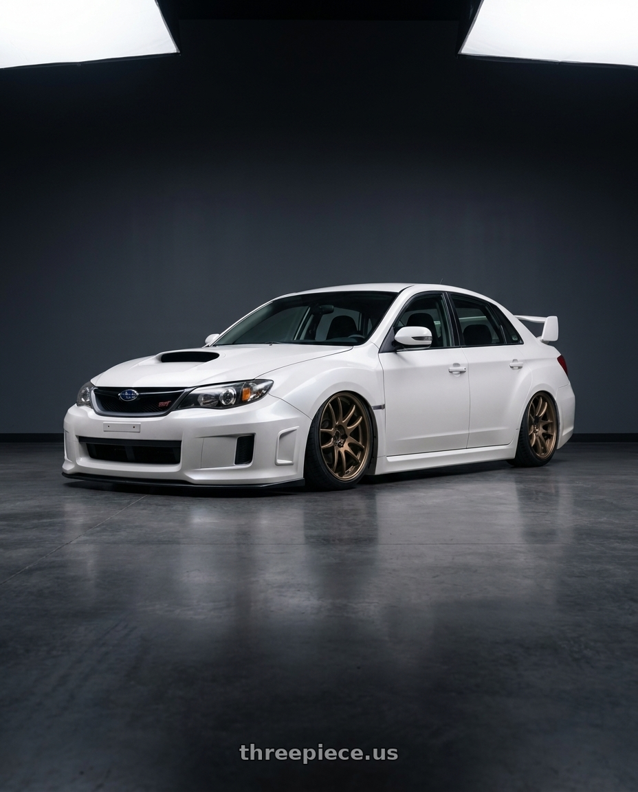 2011 sti subaru sedan  with Work Cr 2P 5x114.3 19x9.0 +45 Matte Bronze wheels