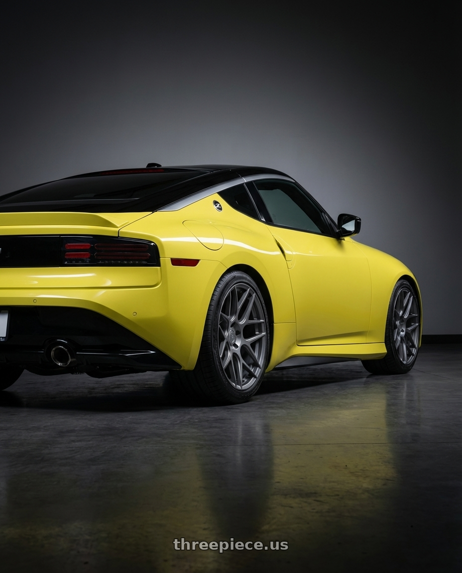 2024 Nissan Z with Aodhan AFF2 5x114.3 19x8.5+35 Matte Gray wheels rear three quarter view square tires