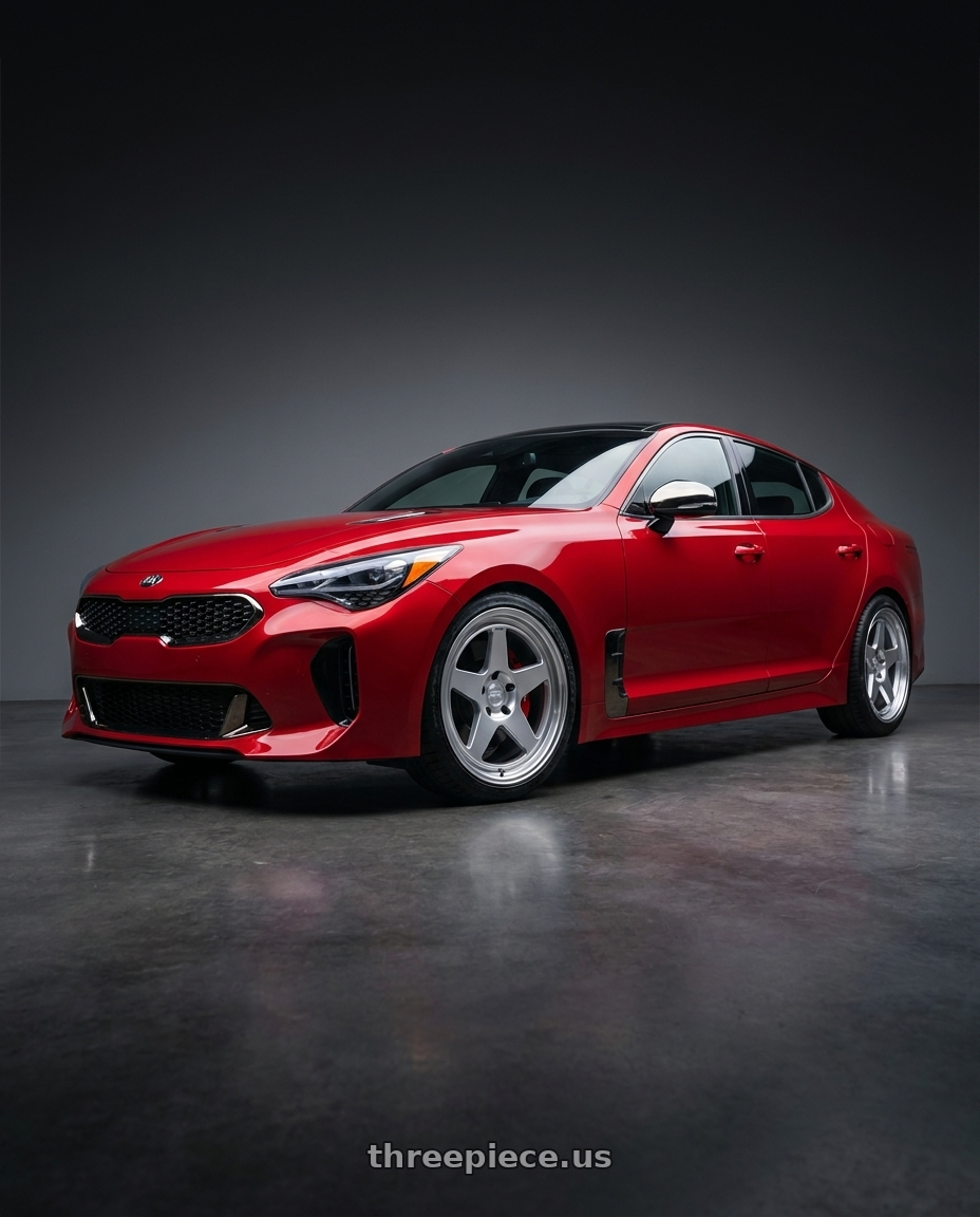2018 Kia Stinger GT2 AWD with Kansei K12H KNP 5x114.3 19x9.5 35 Hyper Silver wheels