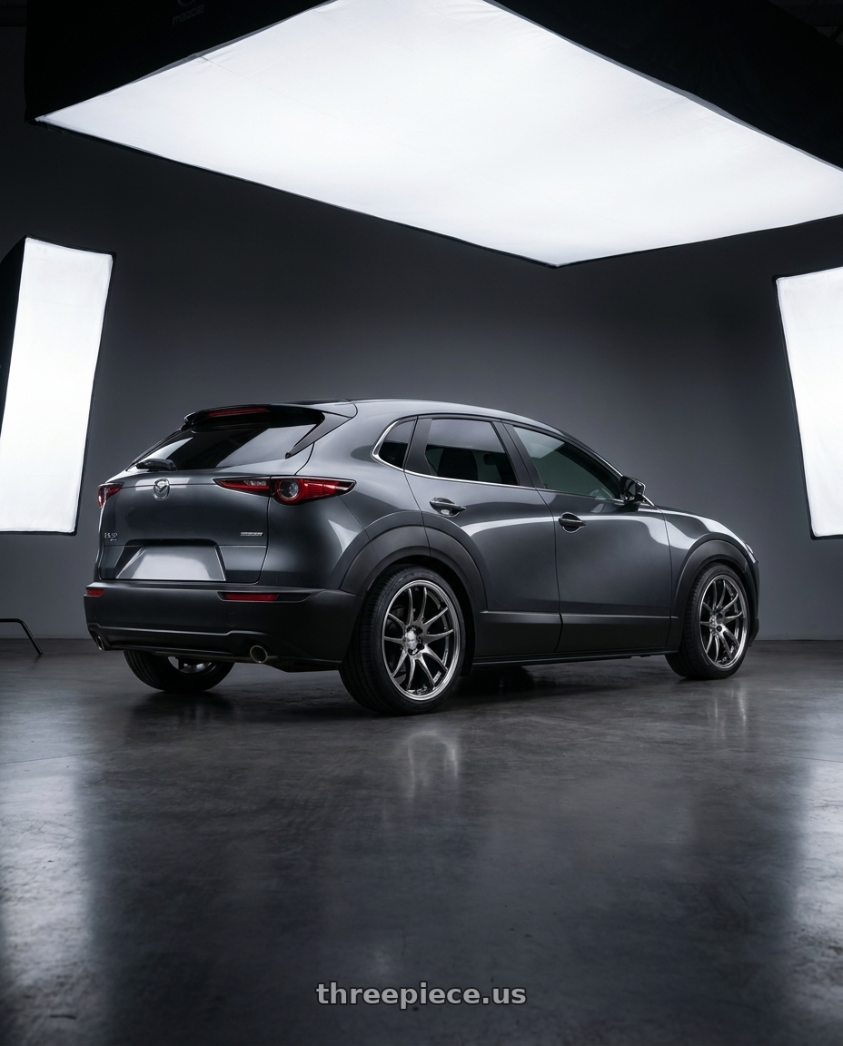 2026 mazda cx-30 with Work Emotion CR2P wheels rear three quarter view square tires
