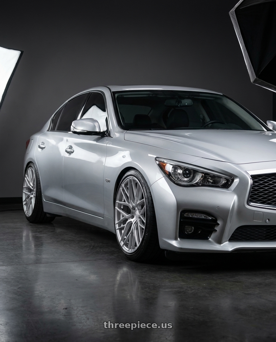 2017 Infiniti Q50 with Aodhan AFF9 5x114.3 20x10.5+35 Gloss Silver Machined Face wheels