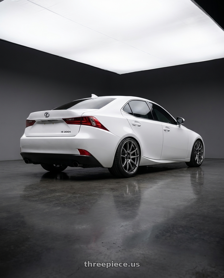 2016 lexus is 200t base with Vors TR4 5x114.3 19x9.5  +35 Hyper Black wheels rear three quarter view slight stretch tires