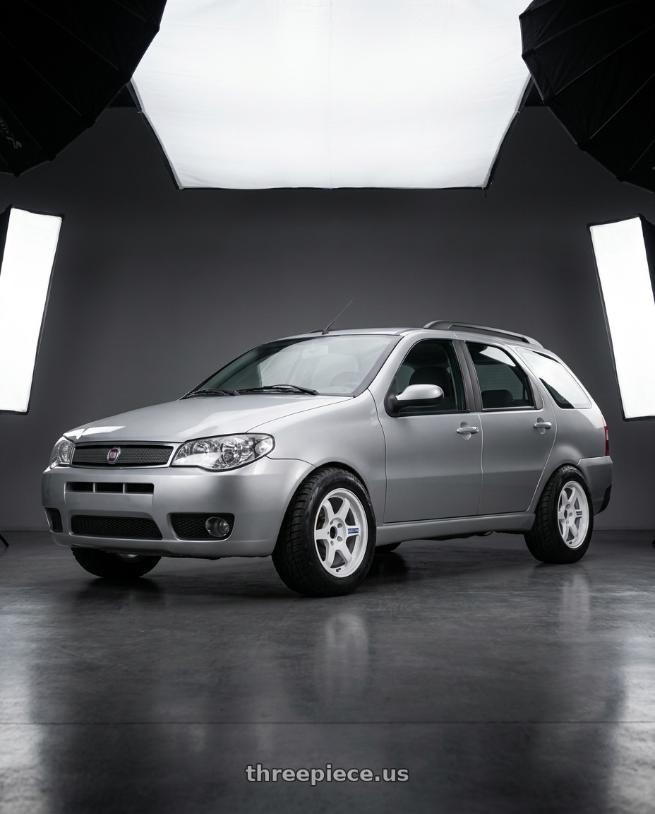 2008 Fiat Palio Weekend HLX with Volk Racing TE37 Gravel 5x114.3 15x7.0+35 White wheels