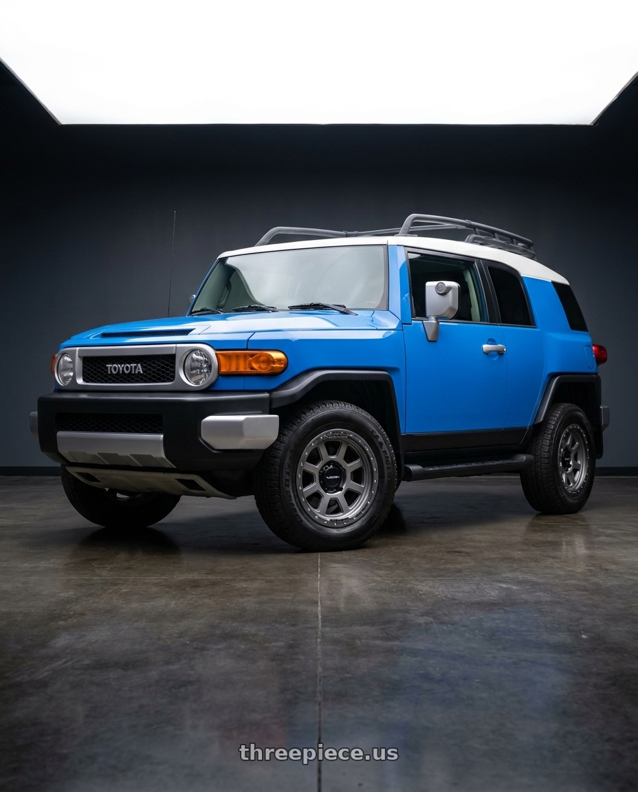 2007 Toyota FJ Cruiser with Vision Off-Road 350 Ojos 6x135 17x9+12 Satin Grey wheels