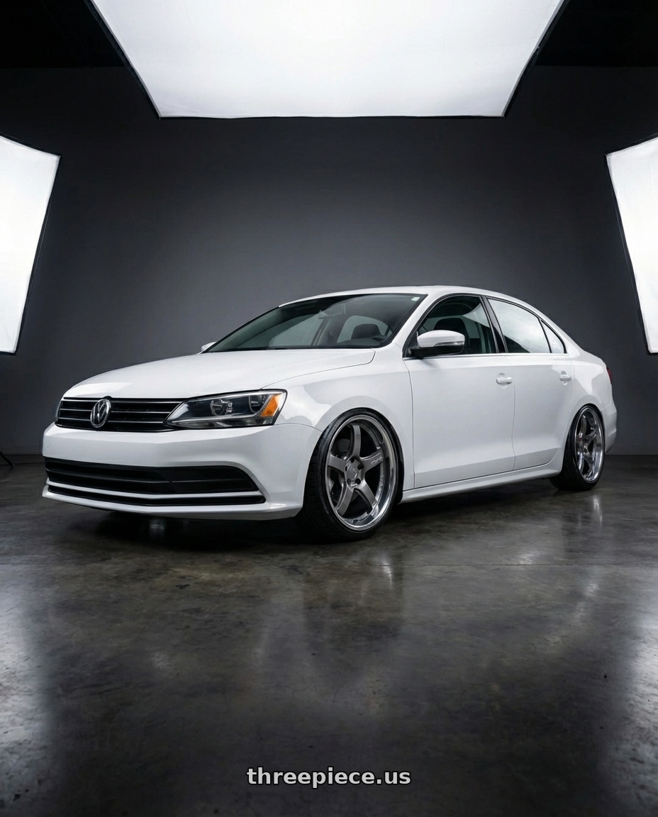 2015 Volkswagen Jetta TDI S with Gram Lights 57CR 5x114.3 18x9.5+38 Glossy Grey wheels