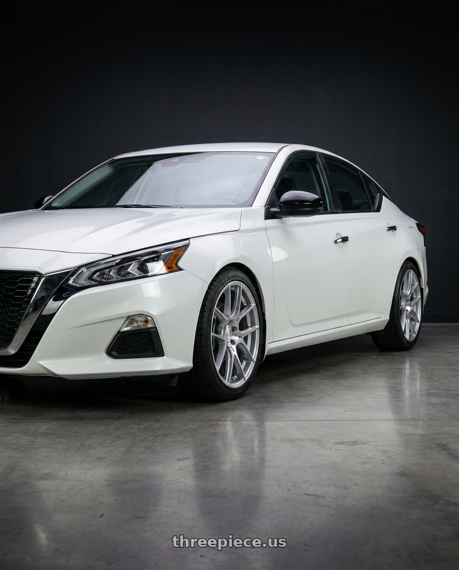 2021 Nissan Altima SV with Aodhan AH-X 5x114.3 18x8.5+35 Gloss Silver Machined Face wheels