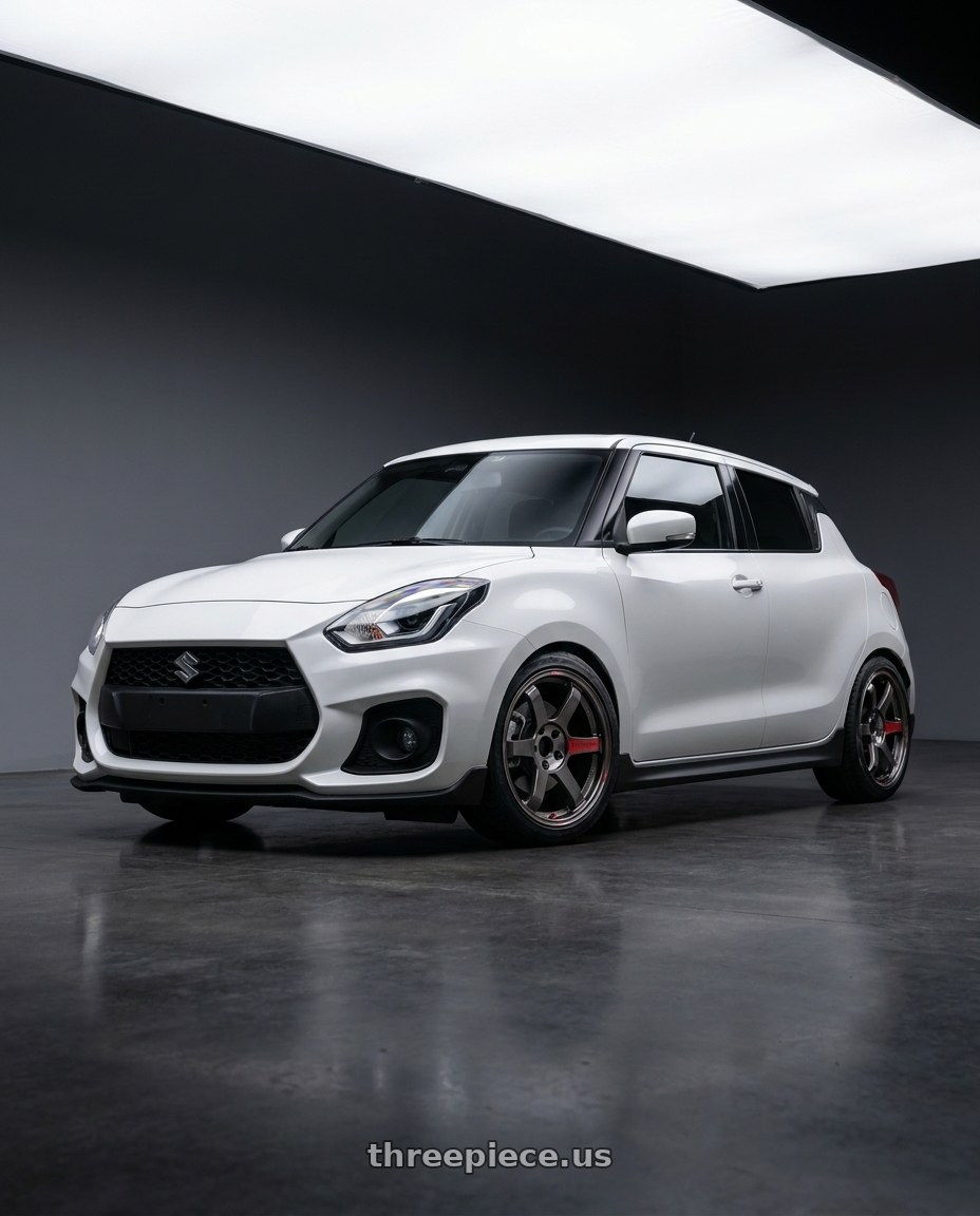 2022 Suzuki Swift sport White with Volk Racing TE37 Saga SL 5x114.3 18x8.5+45 Pressed Graphite wheels