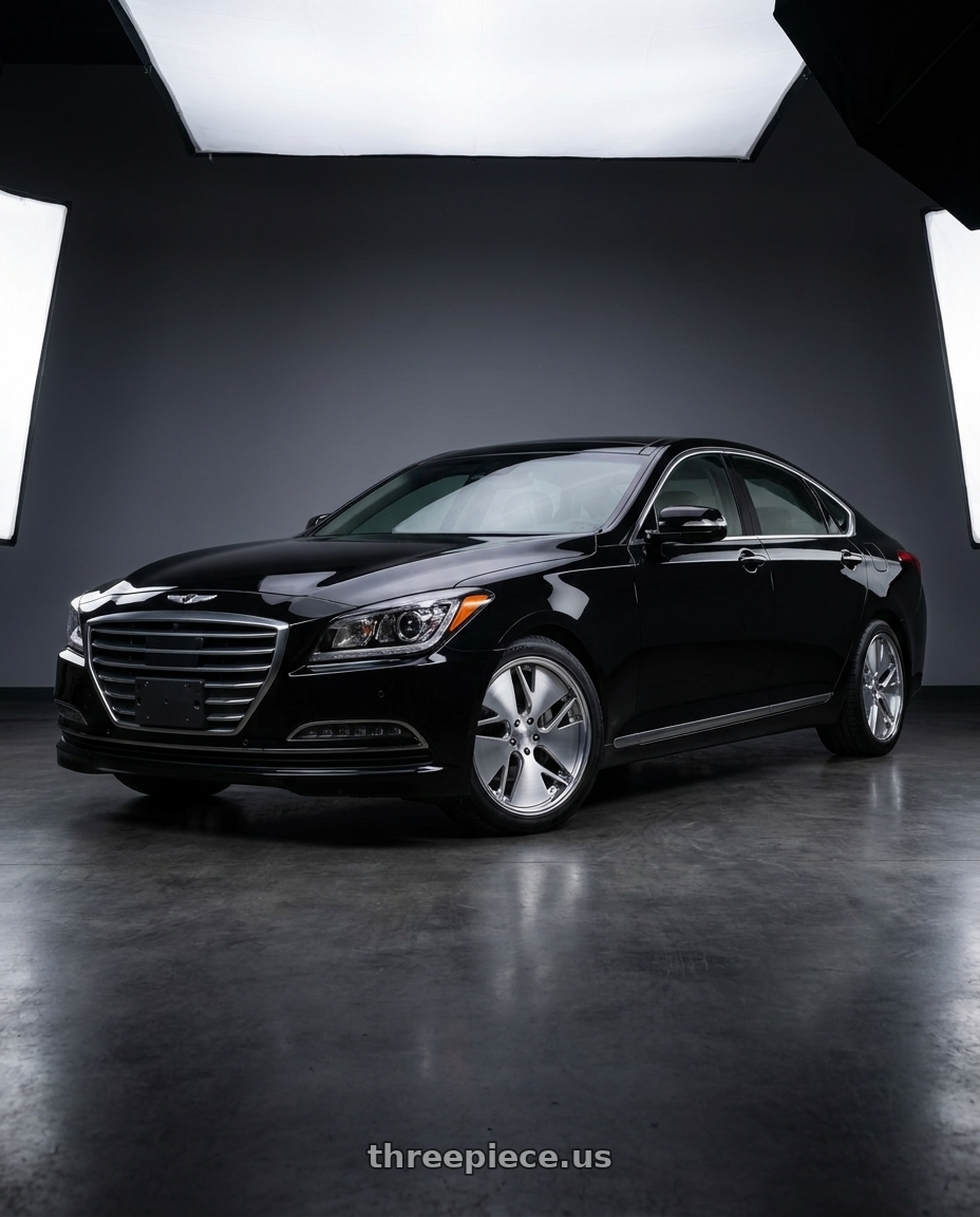 2016 hyundai genesis 3 8 with Work Gnosis Cvd 5x114.3 19x8.5+38 A Disk Composite Buffed And Brushed wheels