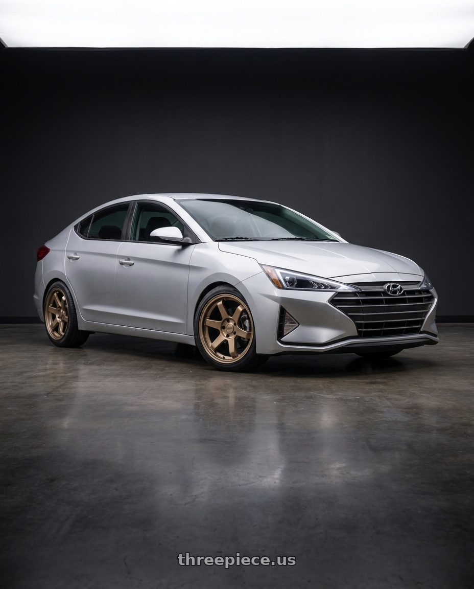 2019 Hyundai Elantra Silver with F1R F106 5x114.3 17x8 +35 Matte Bronze wheels