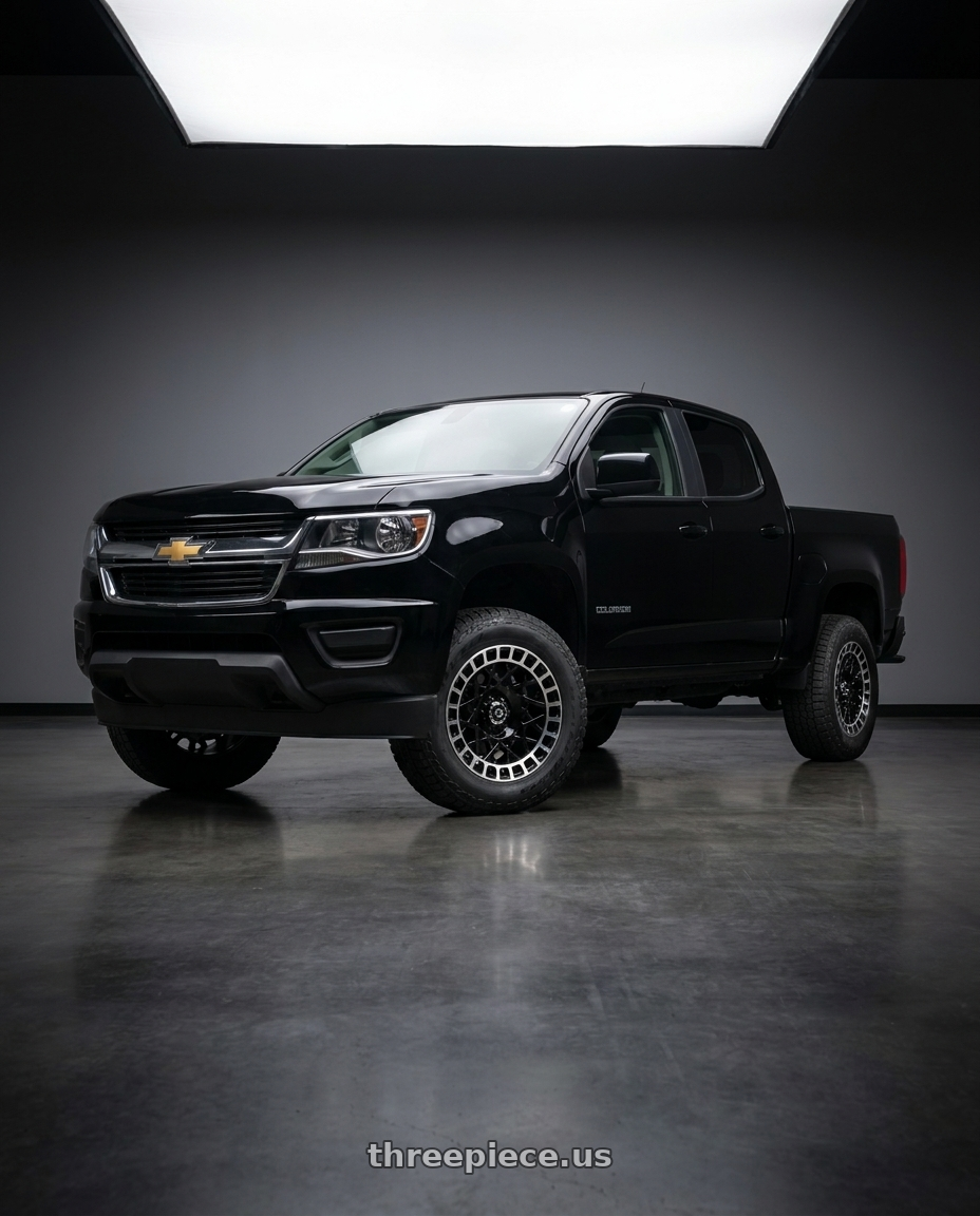 2021 Chevrolet Colorado WT with Vision Street-Designs 349 Savage 6x120 17x8.5+12 Gloss Black Machined Lip wheels
