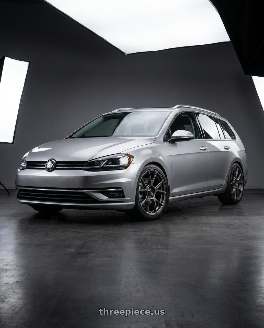 2019 Volkswagen Golf Sportwagen with Konig Ampliform 5x112 18x8.5+43 Dark Metallic Graphite wheels