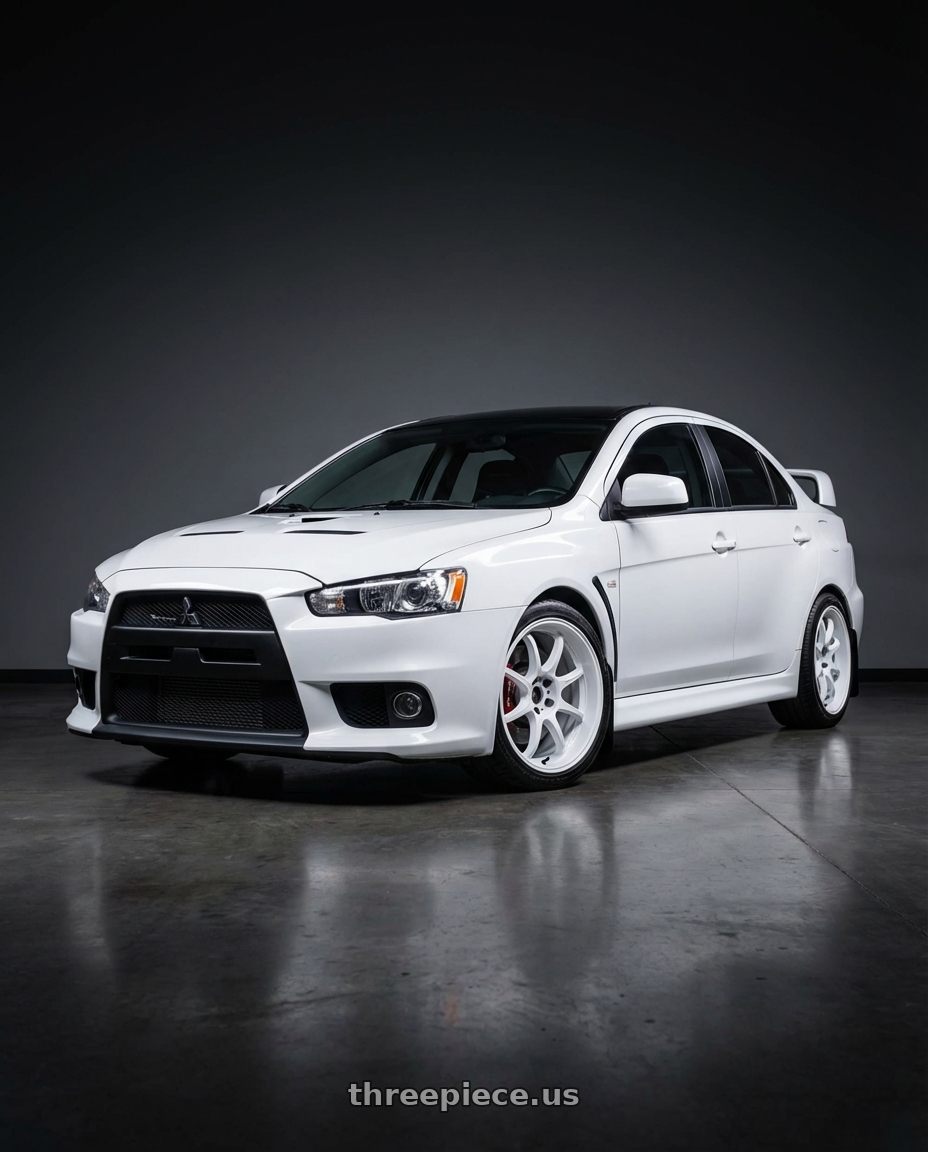 2015 evo x with Work Emotion D9r 5x100 18x9.5 +23 White wheels
