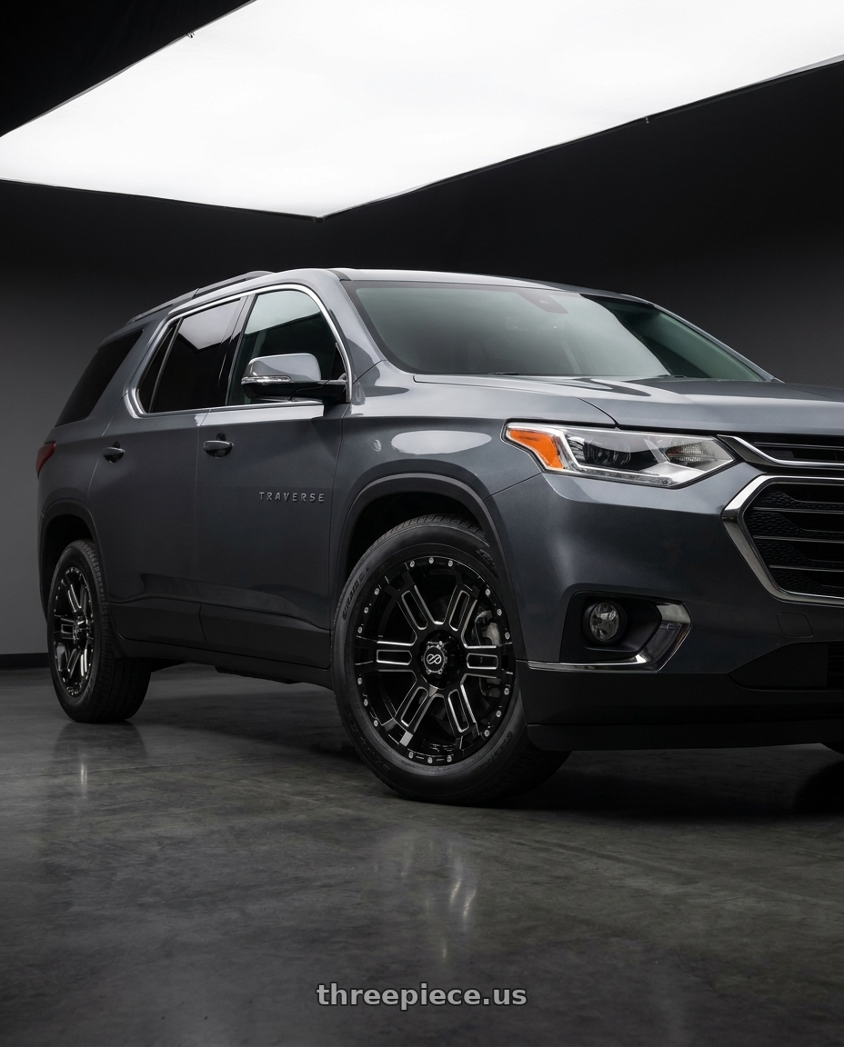 2020 Chevrolet Traverse with Enkei Commander 6x139.7 18x8.5+10 Black Machined wheels