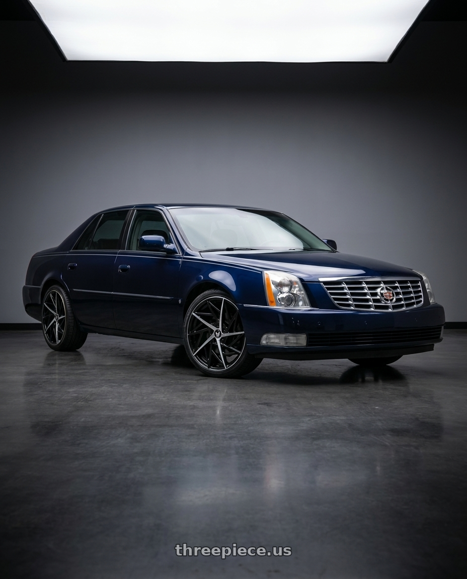 2009 Cadillac DTS with Mazzi Freestyle 377 5x115 20x8.5+35 Gloss Black/Machined wheels