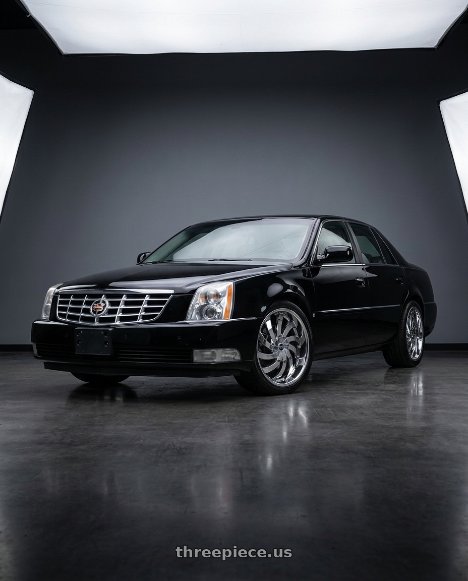 2009 cadillac dts platinum black with Strada FLAME 5x114.3 / 5x120 20x8.5 35MM Chrome wheels