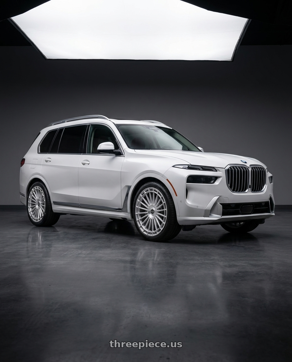 2025 BMW X7 with MV Forged MVF40 5x112 22x10.5 +45 Diamond Silver wheels