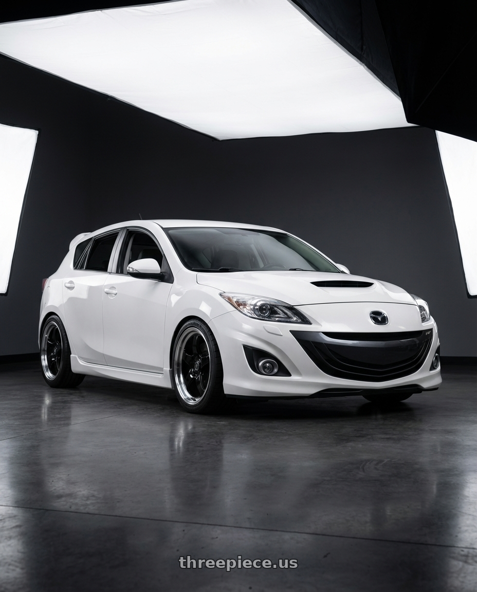 2012 Mazda Mazdaspeed3 with Forgestar D5 Drag 5x114.3 18x10 +42 Gloss Black Machined wheels