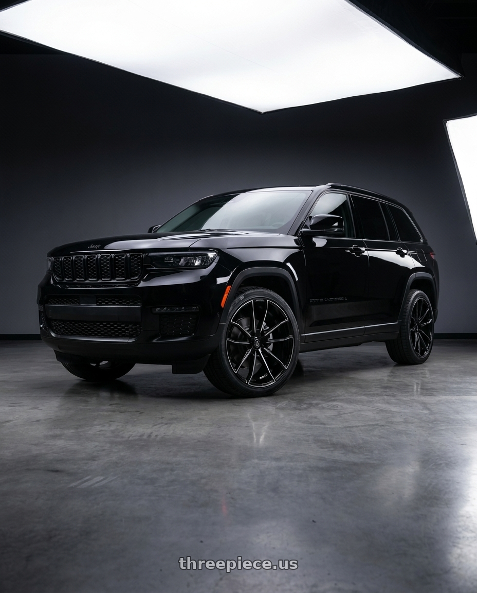 2024 jeep grand Cherokee l with Axe EX33 5x127 22X9+35 GLOSS BLACK wheels