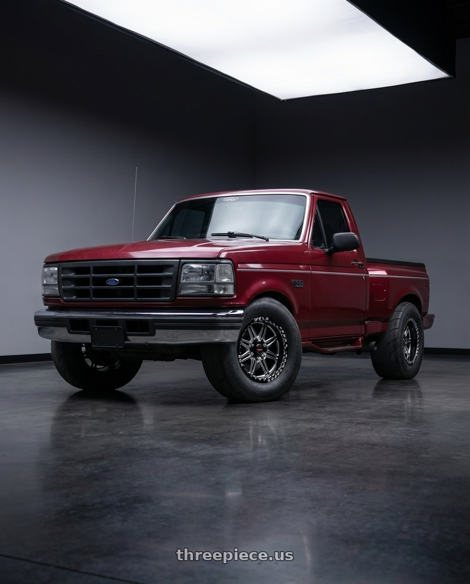 1994 ford f150 flareside with WELD Street Performance Laguna 6 Beadlock 6x135 17x10 +42 Gloss Black/Milled Diamond Cut Lip wheels