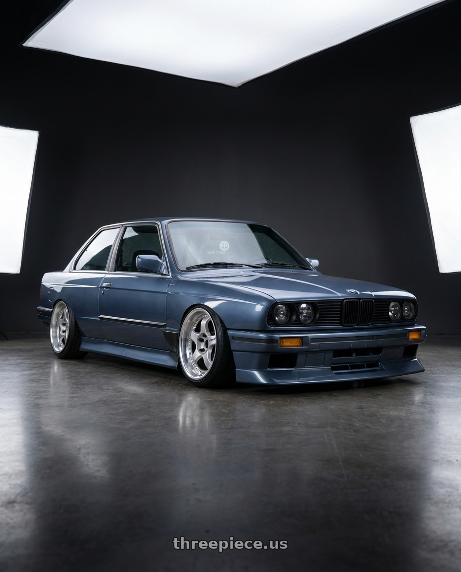 1989 BMW 325i with Work Meister S1 3P 4x100 17x8.5+29 W Disk Silver wheels