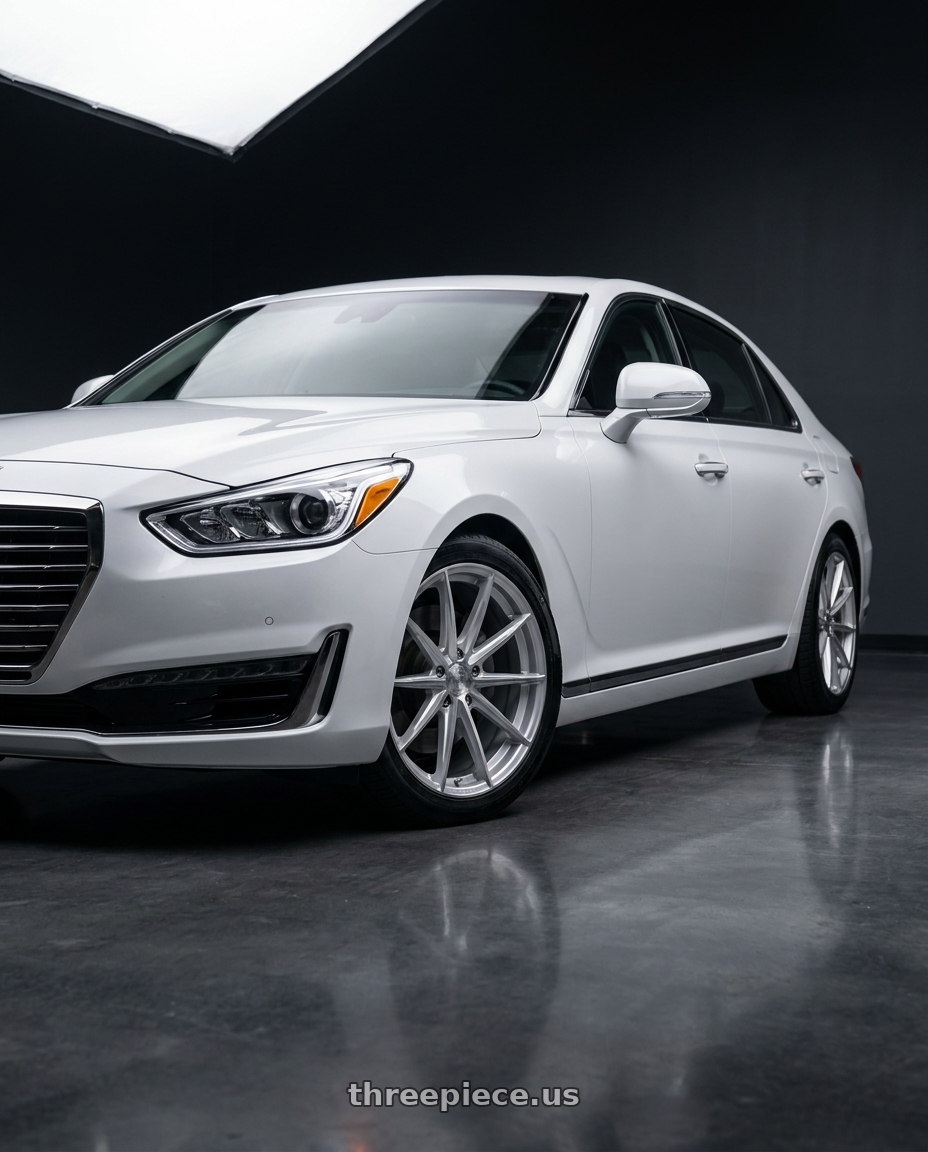 2018 genesis g90 ultimate with DOLCE PERFORMANCE VELOCE 5x114.3 20x10 +40 Gloss Silver Machined Face wheels