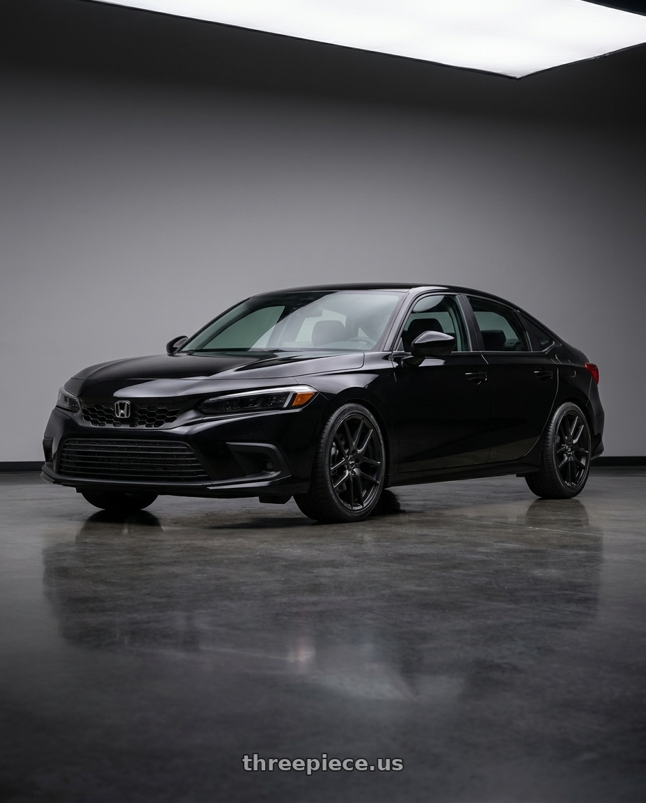 2022 Honda Civic EX with American Racing AR904 5X114.3 18X8 +45 SATIN BLACK wheels