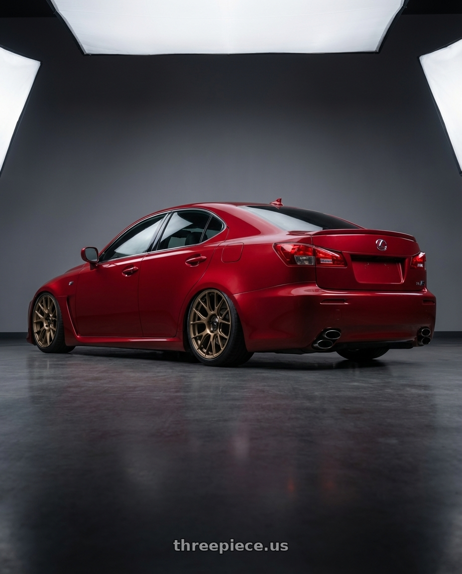 2012 Lexus IS-F with Konig Ampliform 5x114.3 19x9.5+25 Gloss Bronze wheels rear three quarter view slight stretch tires