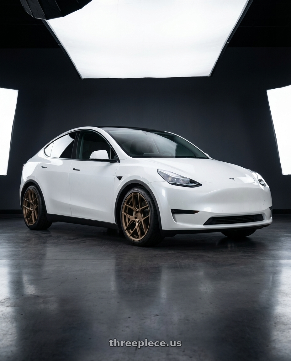 2024 Tesla Model Y with Aodhan AFF2 5x114.3 20x9+32 Matte Bronze wheels