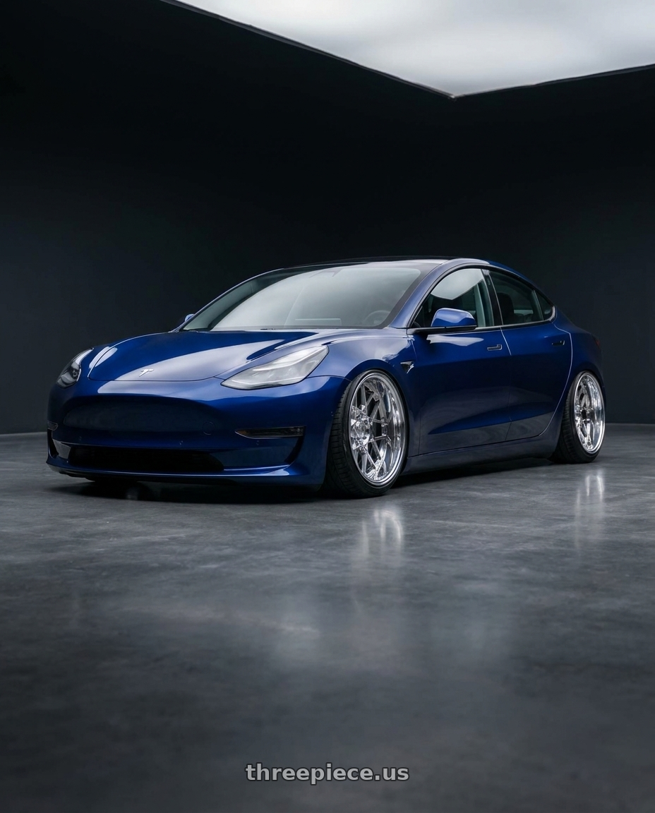 2023 Tesla model 3 with Carolina Forged Charleston 6x135 22x12 -40 High Polish wheels
