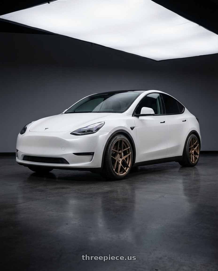 2024 Tesla Model Y with Aodhan AFF2 5x114.3 20x9+32 Matte Bronze wheels