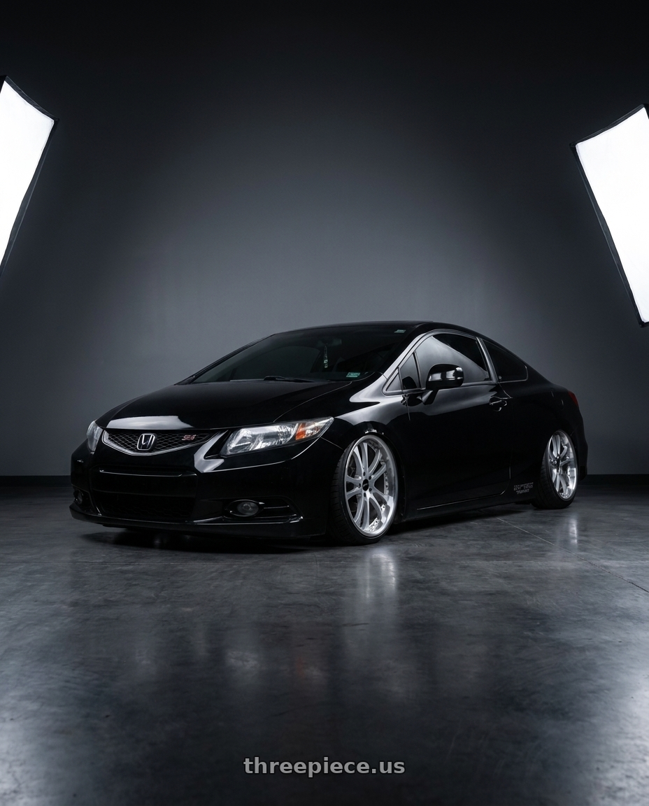 2013 honda civic si with ARC AR5 5x114.3 18x8.5  +35 Silver Machine Face Lip Chrome Rivet wheels