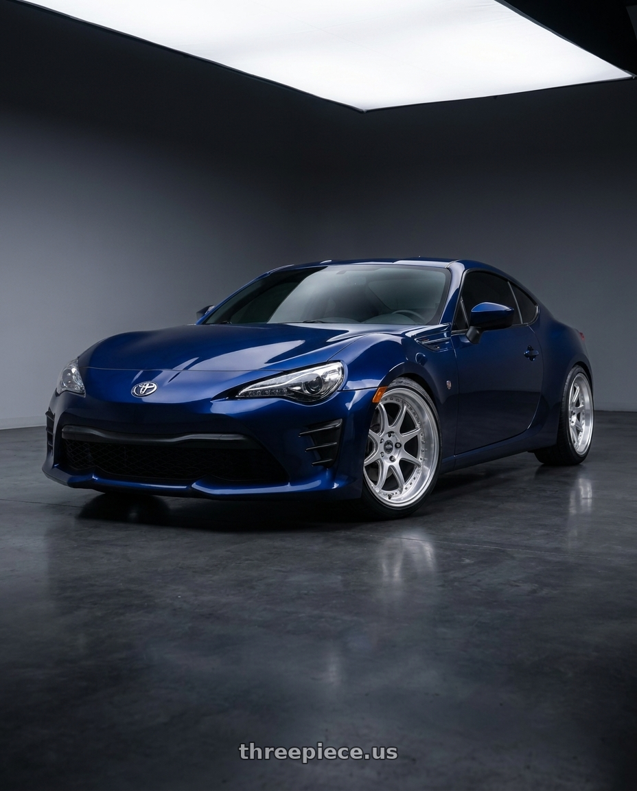 2017 Toyota 86 dark blue with ESR Wheels CS12 5x100 18x8.5 +35 Hyper Silver wheels