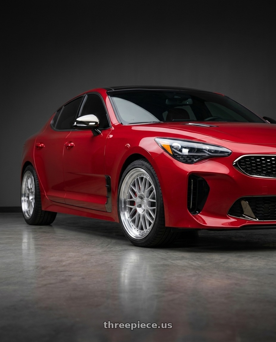 2018 Kia Stinger GT2 AWD with Aodhan AH02 5x114.3 19x8.5 +35 Silver w/ Machined Lip wheels