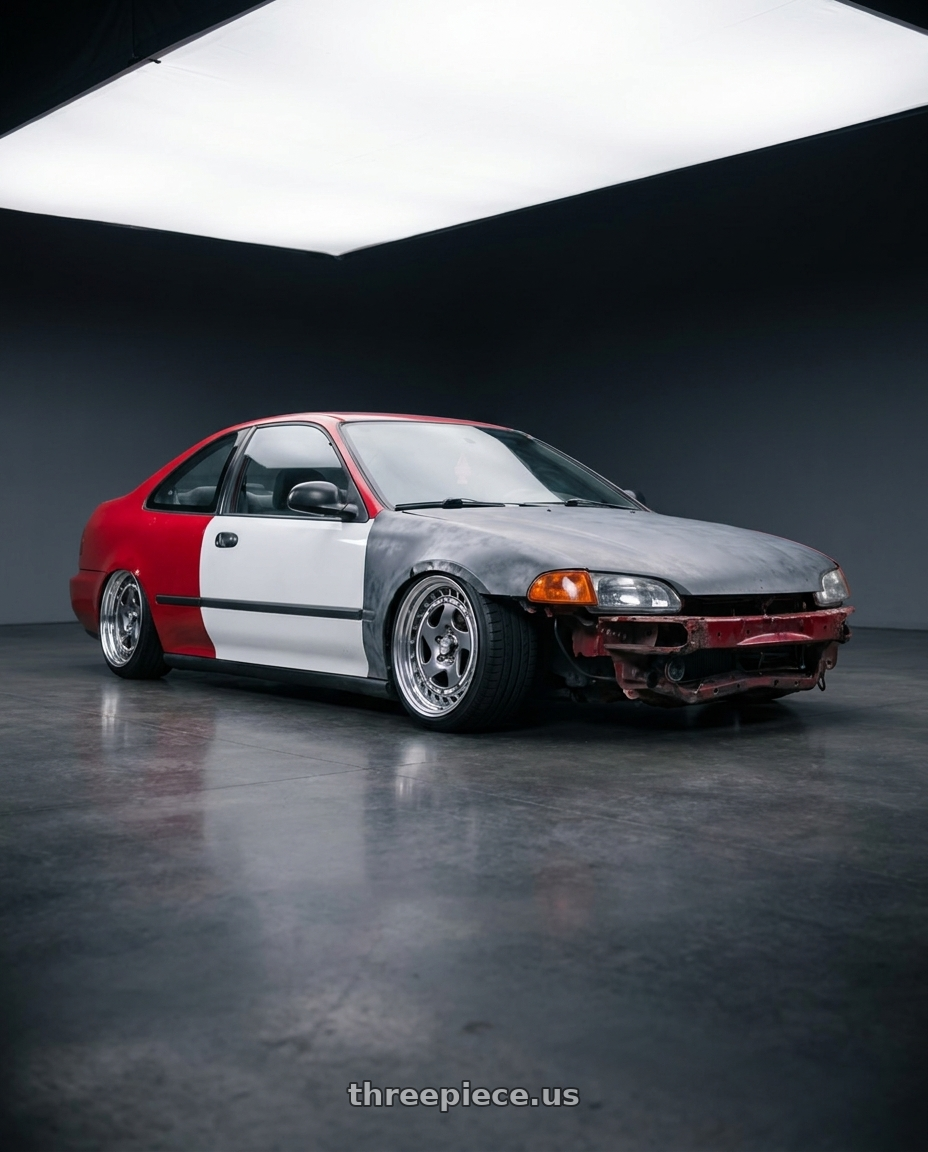 1994 honda civic ex with FORMULA AERO SPOKE 4x100 16X6.5+38 NR Disk Titan Silver wheels