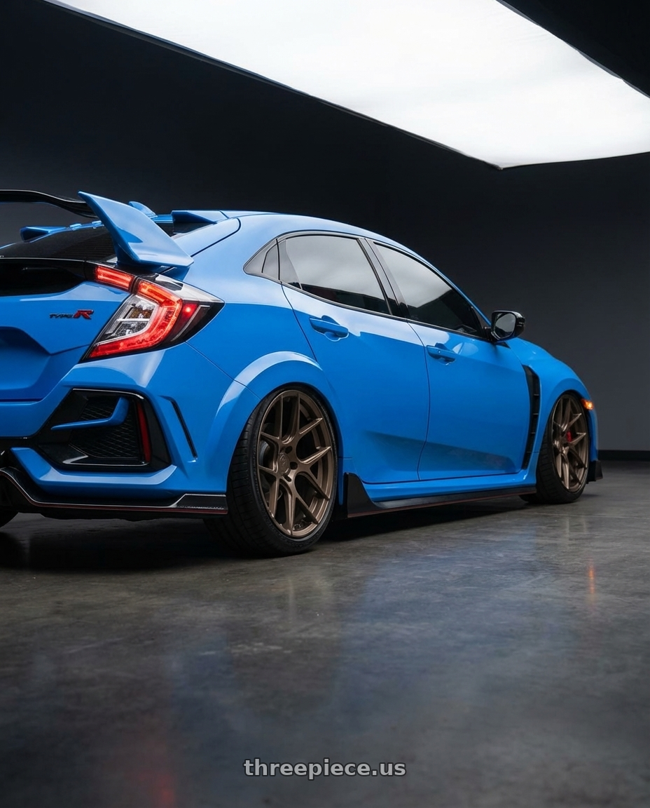2020 Honda Civic Type R with Aodhan AFF2 5x120 19x9.5+35 Matte Bronze wheels rear three quarter view slight stretch tires