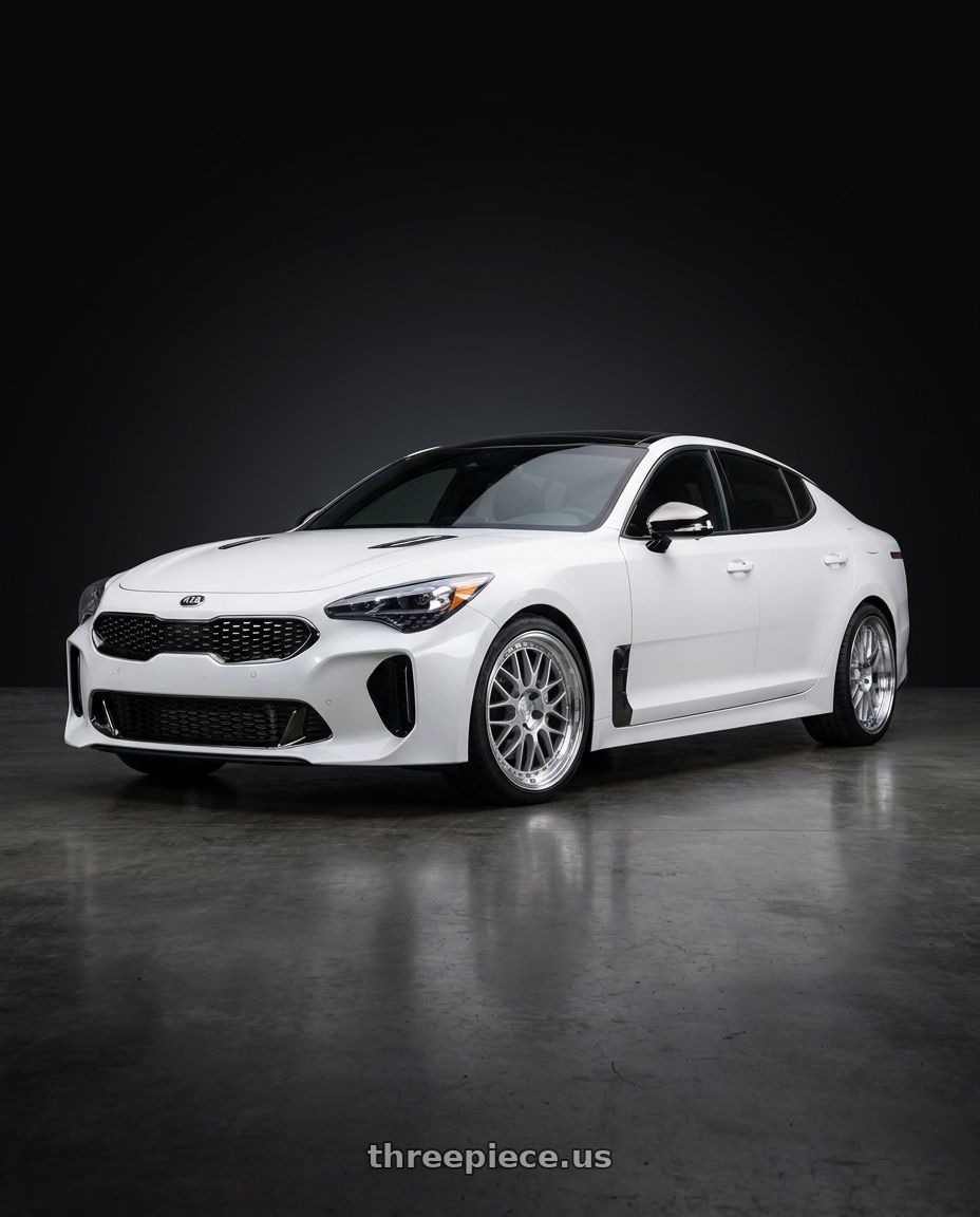 2019 kia stinger gt2 with Aodhan AH02 5x114.3 19x8.5 +35 Silver w/ Machined Lip wheels
