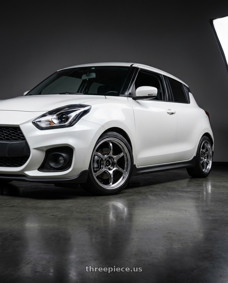 2019 Suzuki Swift sport 白色 with Advan Racing RG-D2 4x100 15x5.0 +45 MACHINING & RACING HYPER BLACK wheels