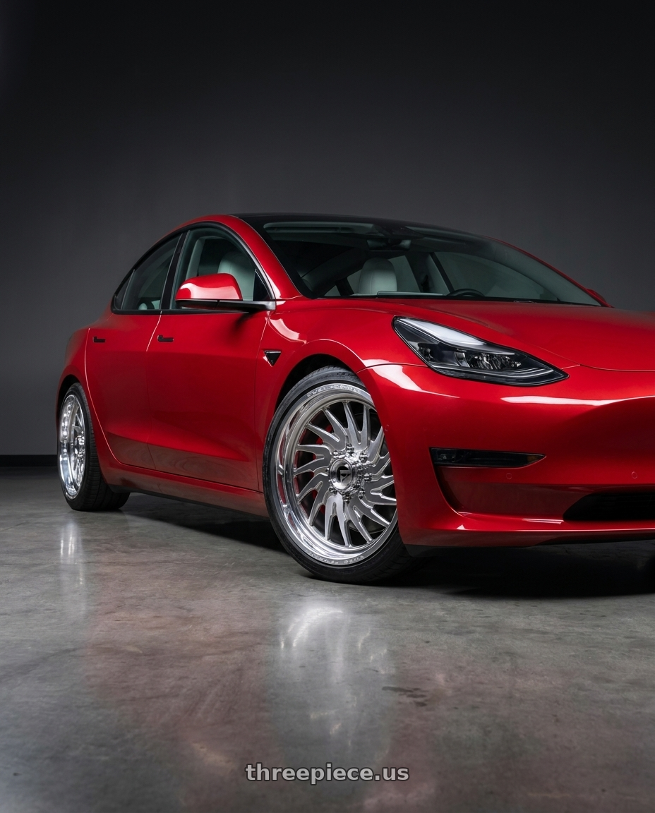 2022 Tesla model 3 performance with Fuel Forged FF110 6x139.7 20x9 +0 POLISHED wheels