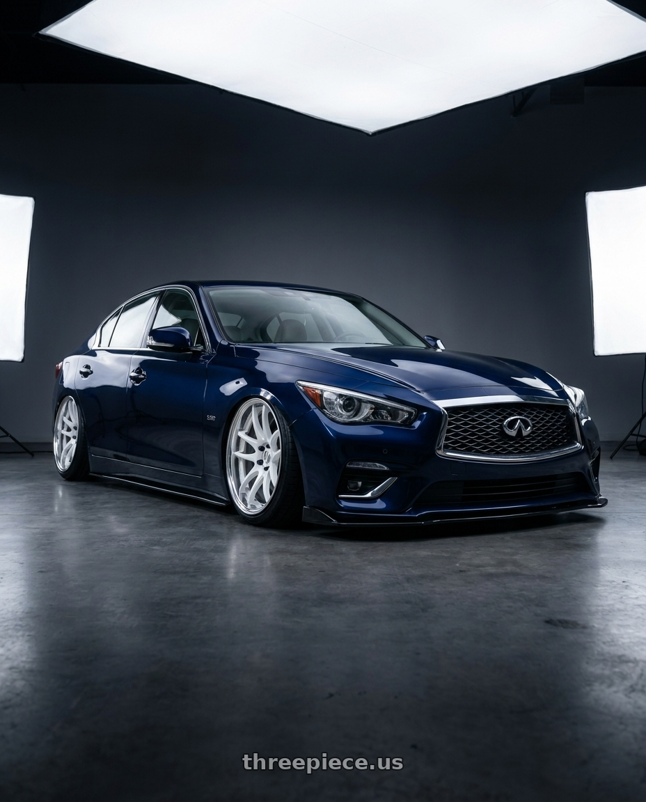  2023 Infiniti Q50 Luxe with Work Cr 2P 4x100 17x10.0 +18 Gloss White wheels