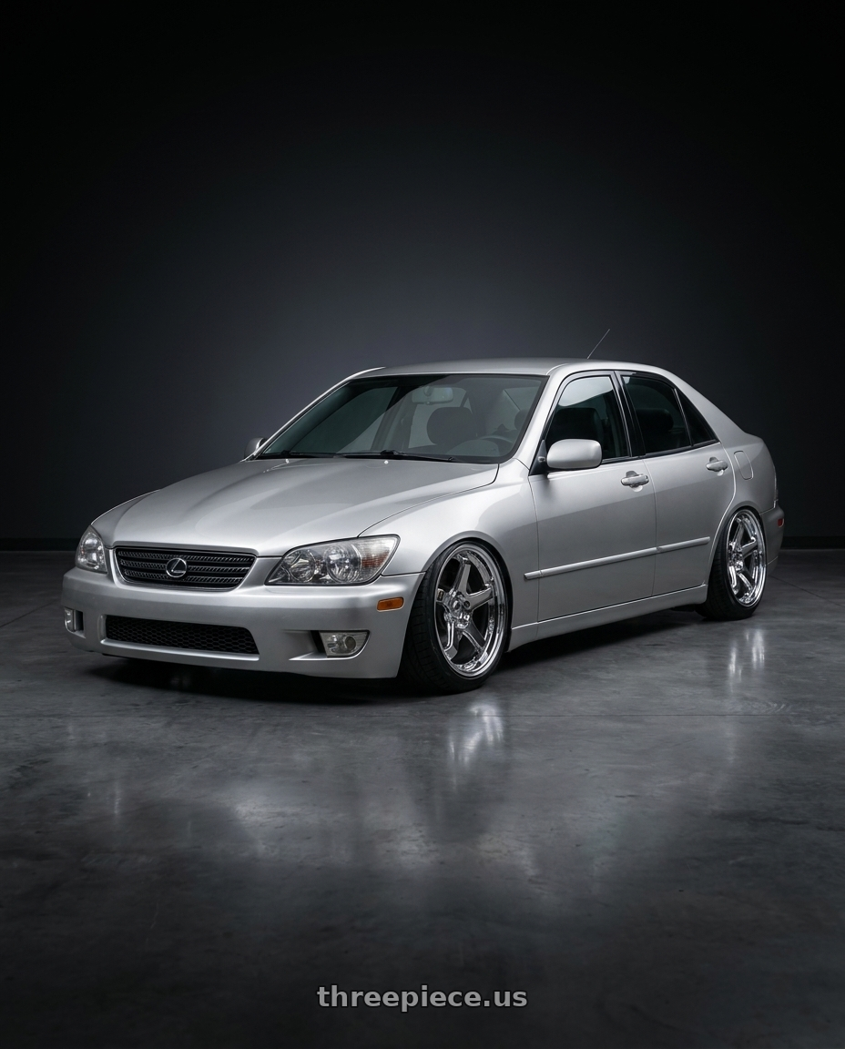 2002 lexus is200 with KATANA RACING HR05 5x114.3 18x9.5 +38 Chrome wheels